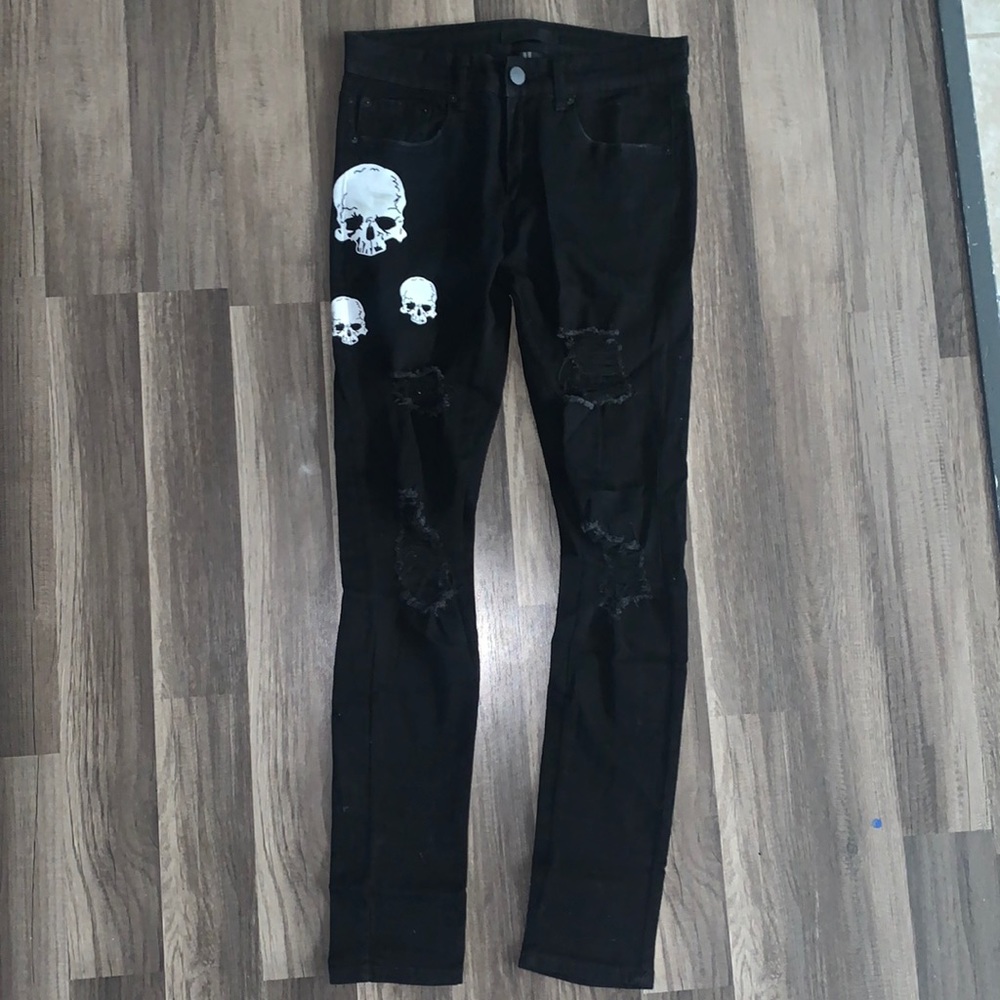F21 men skull denim